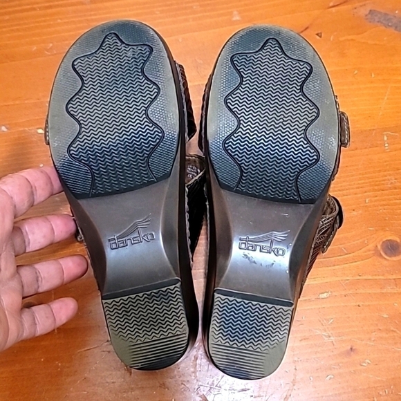 DANSKO SOPHIE WOMEN'S GOLD METALLIC SLIP ON SLIDER WEDGE STRAPS SANDAL 37 - Picture 7 of 9